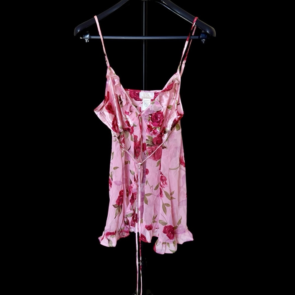 L.A. Intimates Babydoll‎ Roses Chemise Tie Lingerie Coquette Large